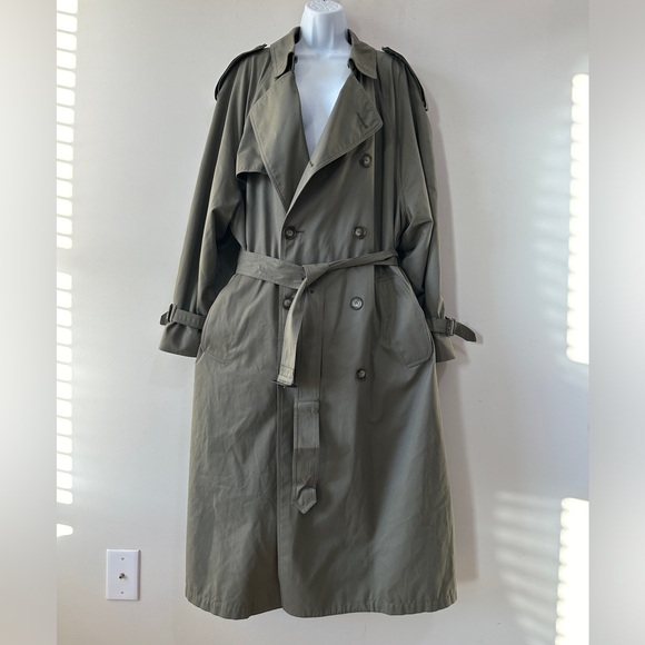 Vintage London Fog Green Double Breasted Trench Coat Size 42 - Picture 7 of 8